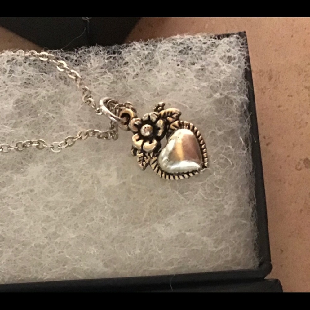 Dainty  heart and flower necklace and earring set